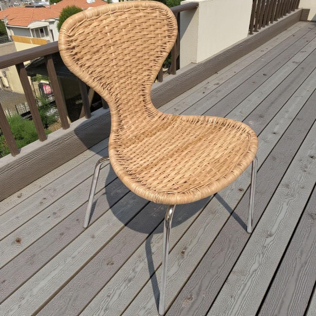美品】 ÄLVSTA エルヴスタ チェア 籐 ラタン クロムメッキ IKEA