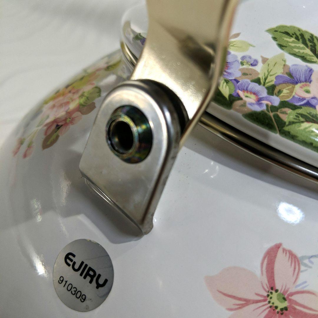 【未使用】EJIRYエジリー　ホーローケトルやかん　2.3L　ベルサイユローズ柄