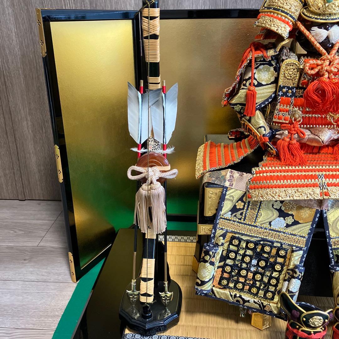 五月人形1️⃣ 大鎧 弓太刀 飾り台 金屏風セット 京都平安雅峰 純金箔