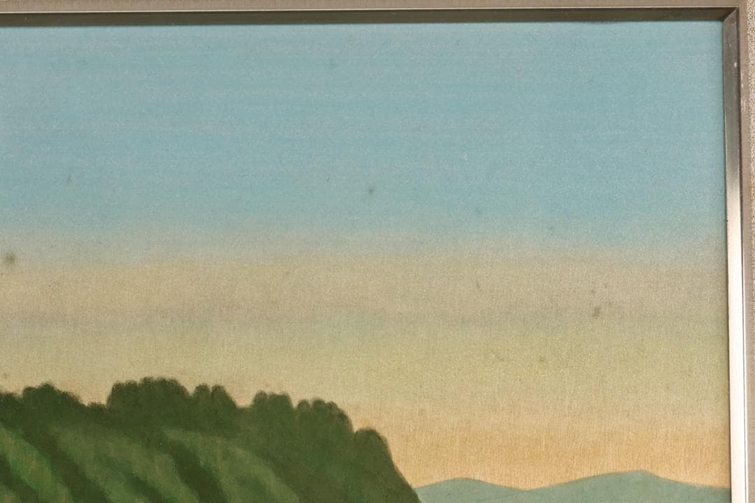 真作】 樋口辰志 「 朝爽（竹生島） 」 6号 日本画 共シール BK096