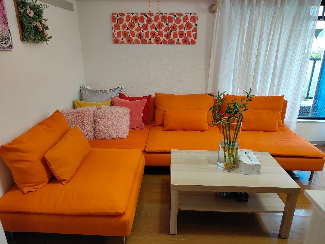 美品 IKEAイケアSÖDERHAMNソーデルハムン ソファセット カバー3色付