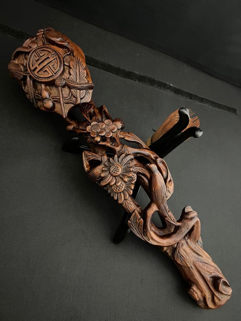 木彫 如意　彫刻 置物 魔除　風水 開運 金運 骨董 インテリア アンティーク 玄関 風水グッズ 置物 オブジェ 動物 馬 彫刻 デコレーション 開運