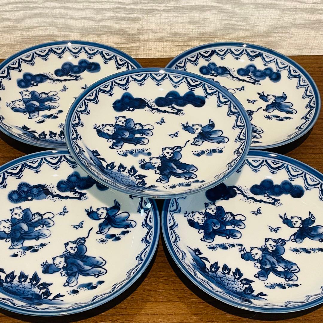 美品】有田焼 鍋島華山 唐子絵柄 小皿5枚 昭和レトロ 和食器 - メルカリ