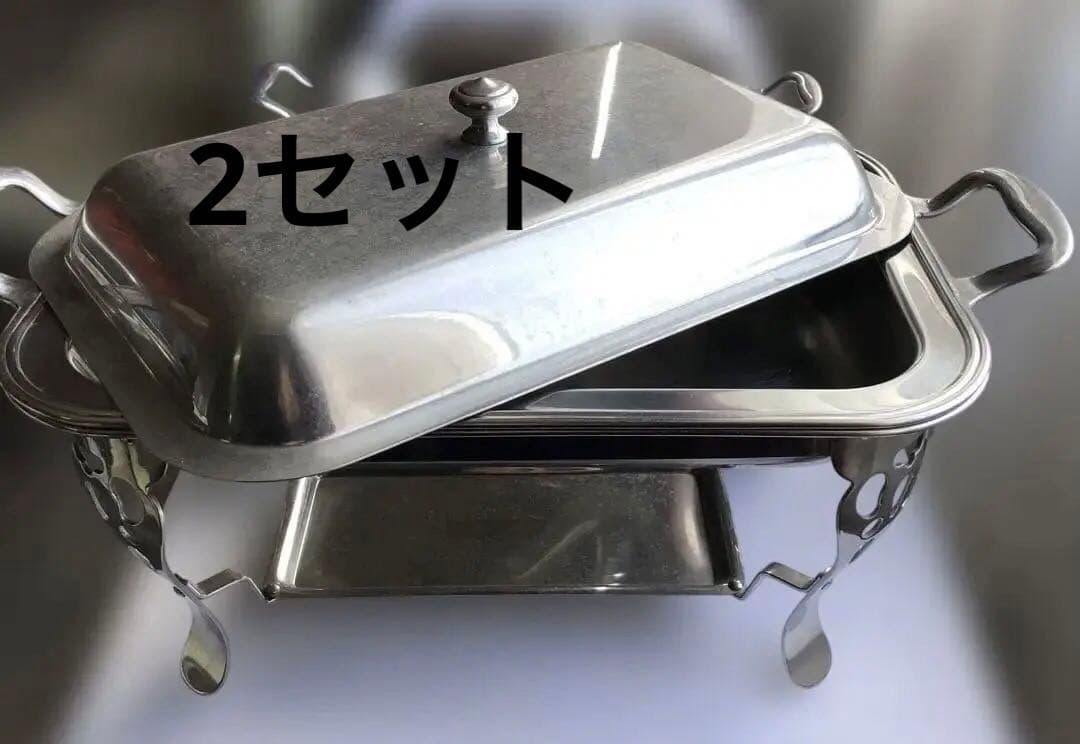 ユキワ　ブッフェ　チューフィングディッシュ　角　2台8点セット 三宝産業 YUKIWA UK 18-8 ステンレス 共柄角チューフィングディッシュ