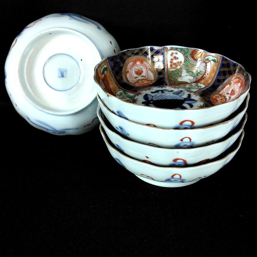 明治～大正 古伊万里 絢爛豪華 金襴手 二重角冨紋 膾皿 5