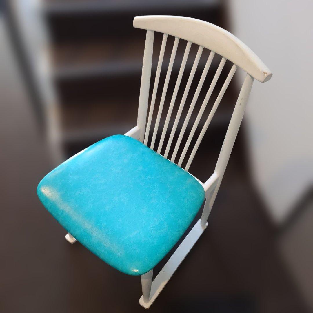 北欧風 レトロポップ ダイニングチェア ターコイズブルー ミッド