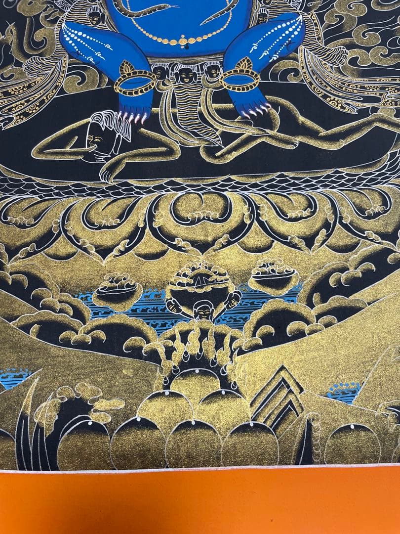 《 チベット密教　1点物 》 手描き　曼荼羅　マハーカーラ　大黒　仏教　密教