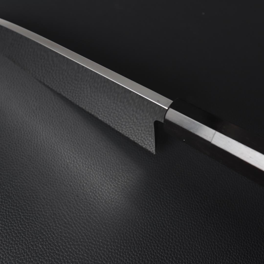 10697出刃包丁 7寸 鏡面仕上げ 刺身包丁 和包丁 黒檀黒水牛角八角
