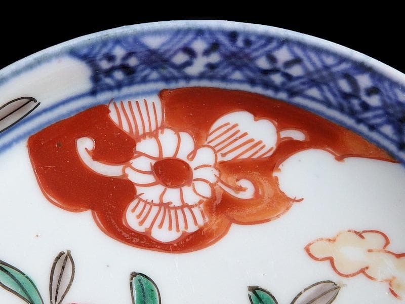 古伊万里 色絵 垣根に椿の図 4寸皿 5枚 F018AS-fbrn - メルカリ