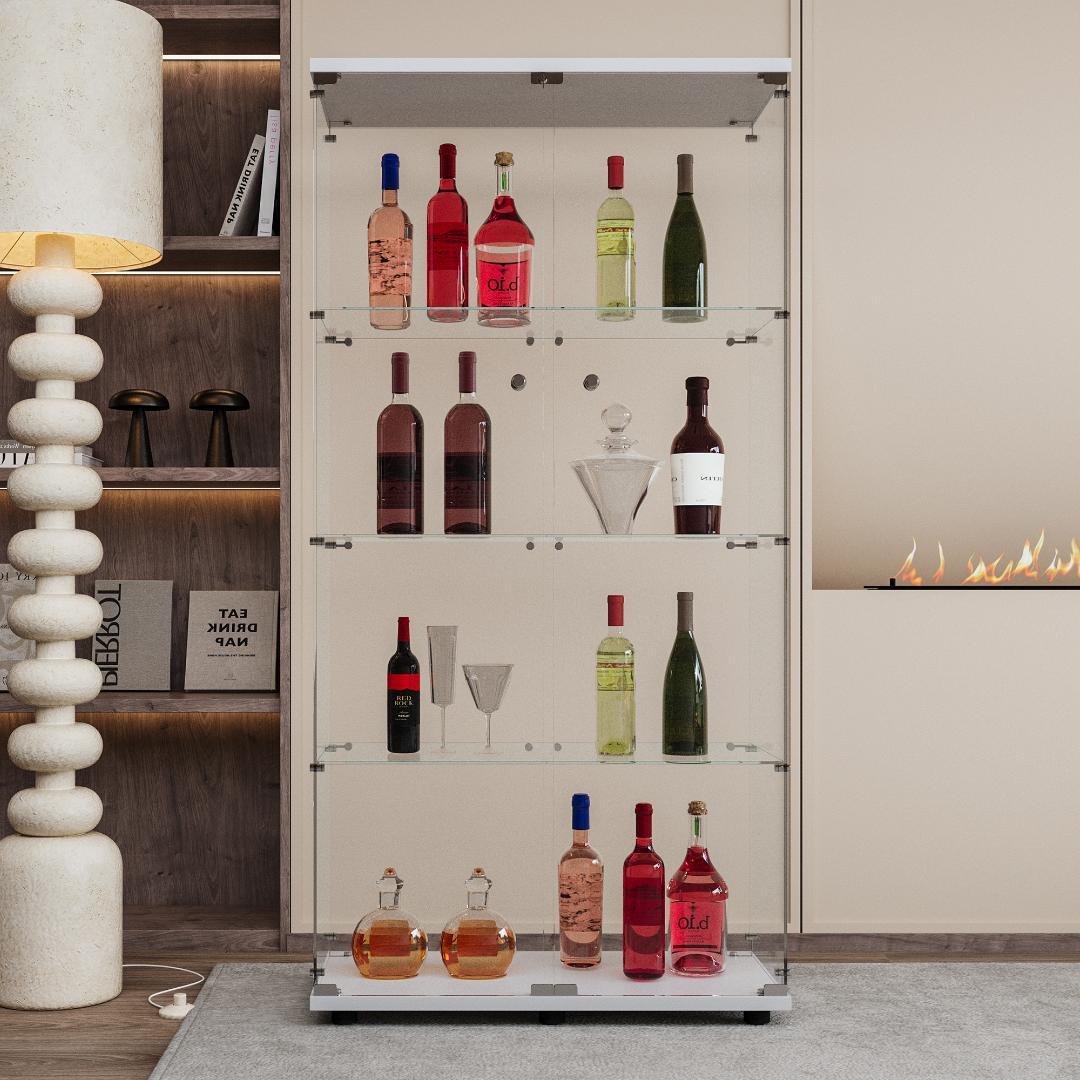 《値下げ》【新品】ガラスコレクションケース｜フィギュア収納に最適｜4段ワイド白