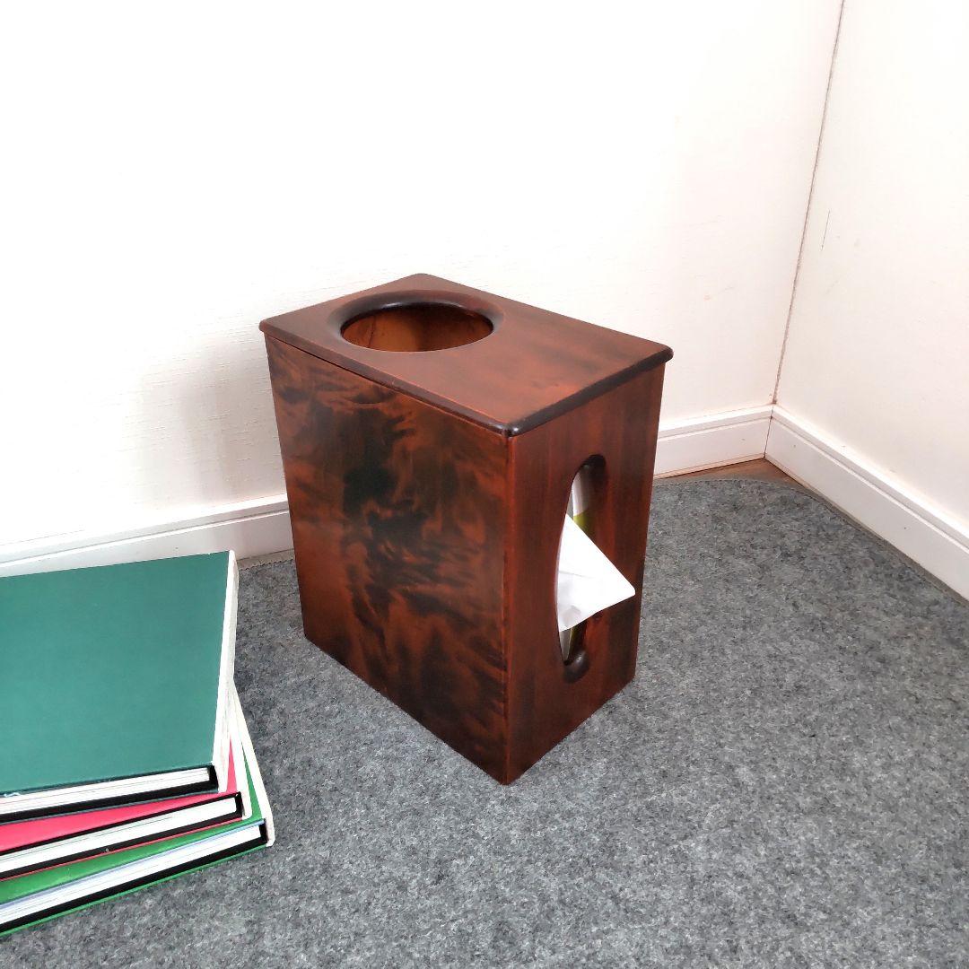 JAPAN VINTAGE　木製　ティッシュケース　ごみ箱　ダストボックス　民芸 天然木 ティッシュケース 一体型 ダストボックス ゴミ箱 ごみ箱 10L