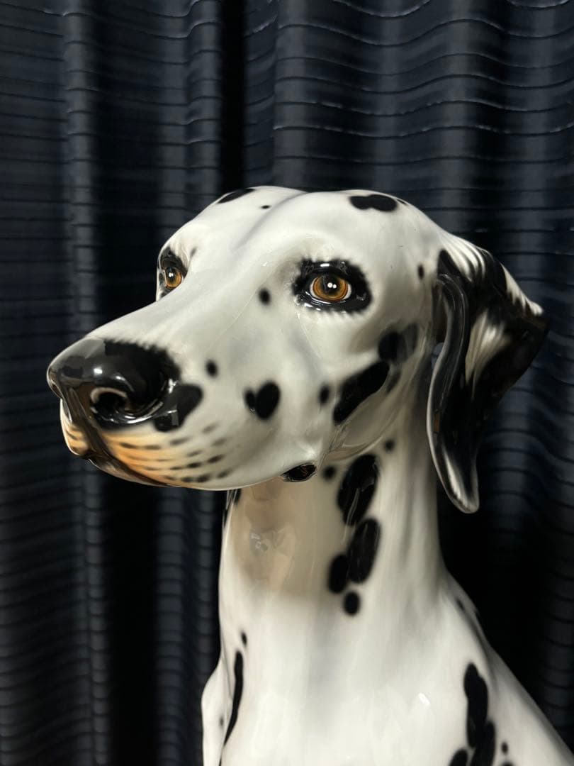 イタリア製 ダルメシアン 置物 陶器 実寸 オブジェ モニュメント 犬