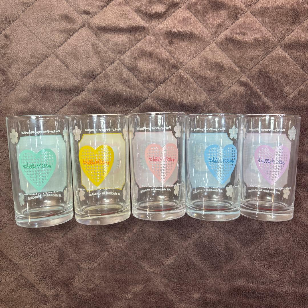 カオハナキティ レトロ ハローキティ ガラス製グラス 5個セット
