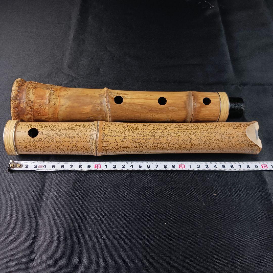 Y3110-5 琴古流 尺八 在銘 銀三線 全長64㎝ 竹製