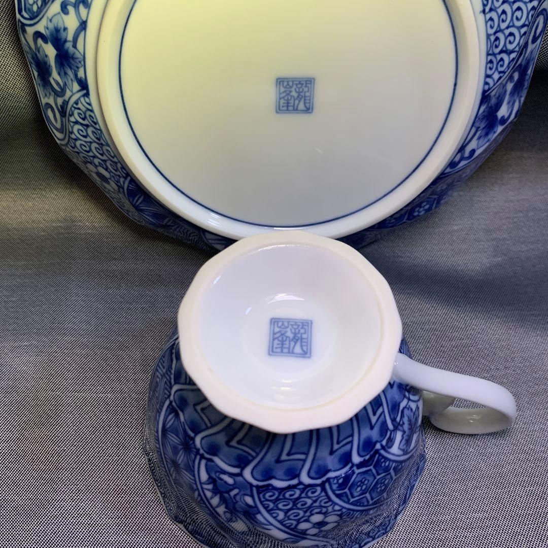 龍峰 ねじり祥瑞碗皿揃 三洋陶器 カップ＆ソーサー 染付 草花 龍峰窯