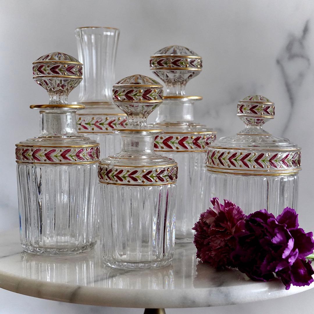 可憐なオールドサンルイ【ローリエ】金彩エナメル彩クリスタル香水瓶 M