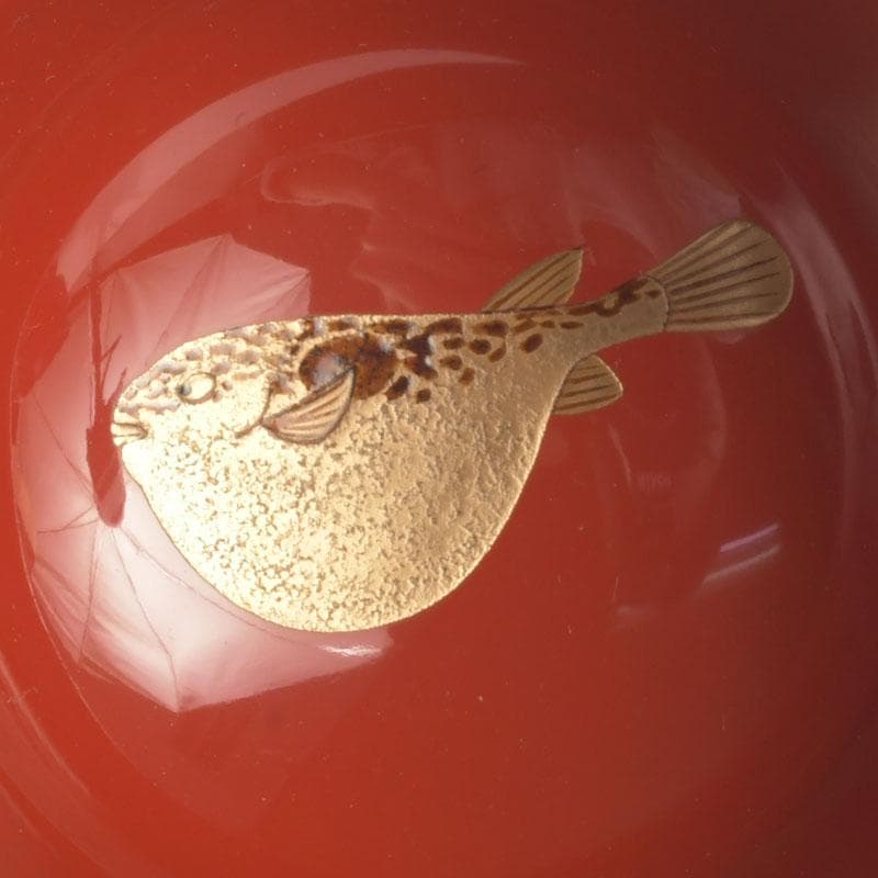 和食器 茶懐石 輪島塗 輪島屋本店謹製 朱塗魚蒔絵 盃 五客