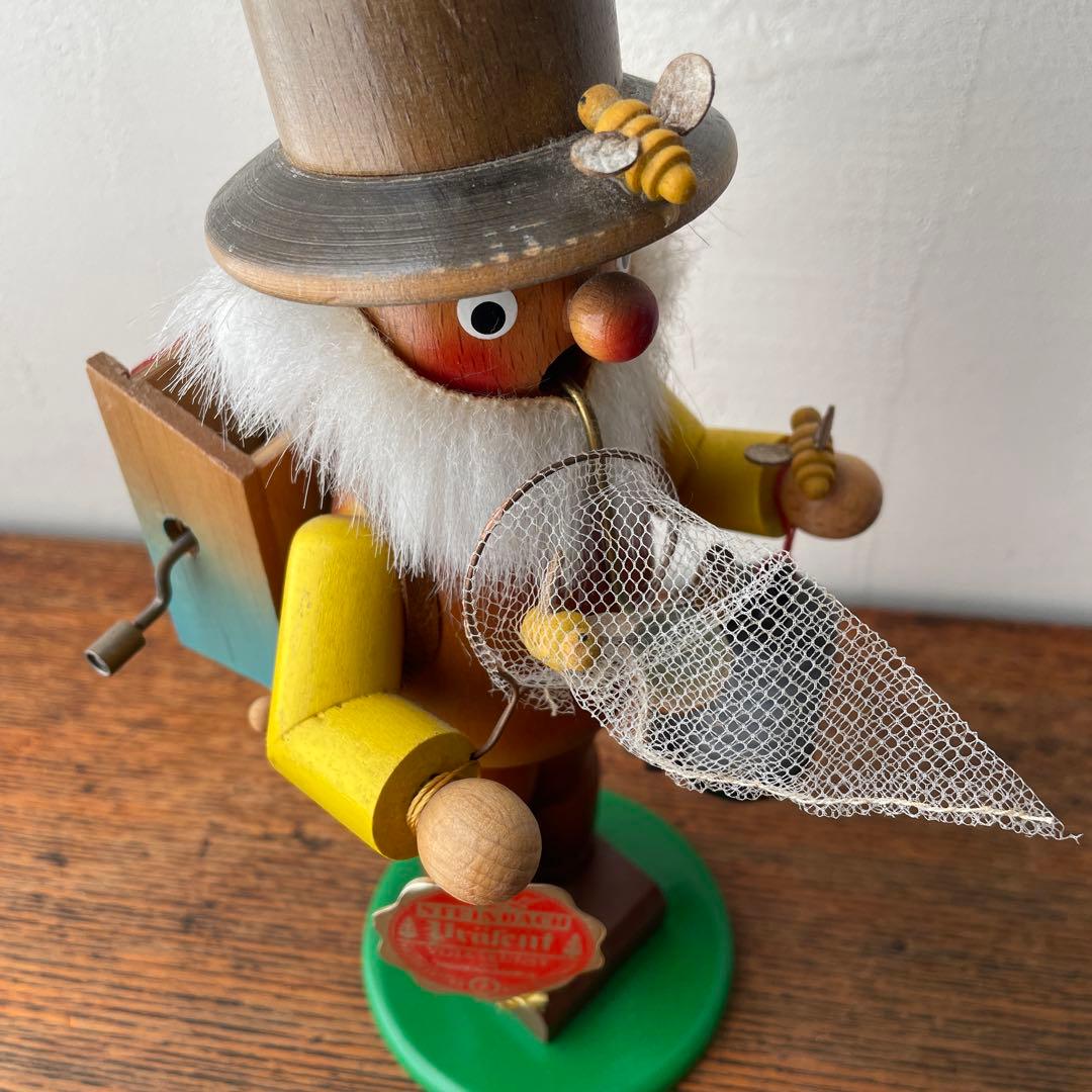 ドイツ製 シュタインバッハ 煙出し人形 養蜂家 オルゴール 木製 旧