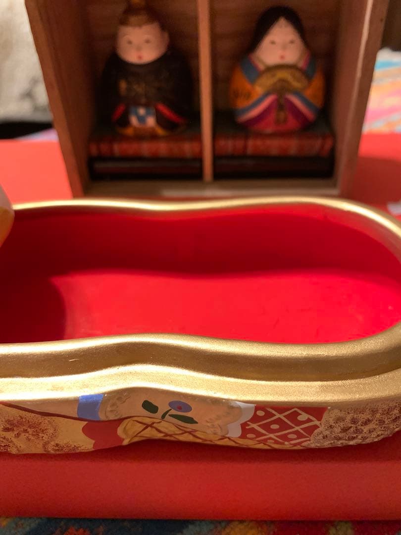 廃盤品 須原陶磁工房 須はら飾り 犬筥 雛人形セット 若義雛 古い雛人形