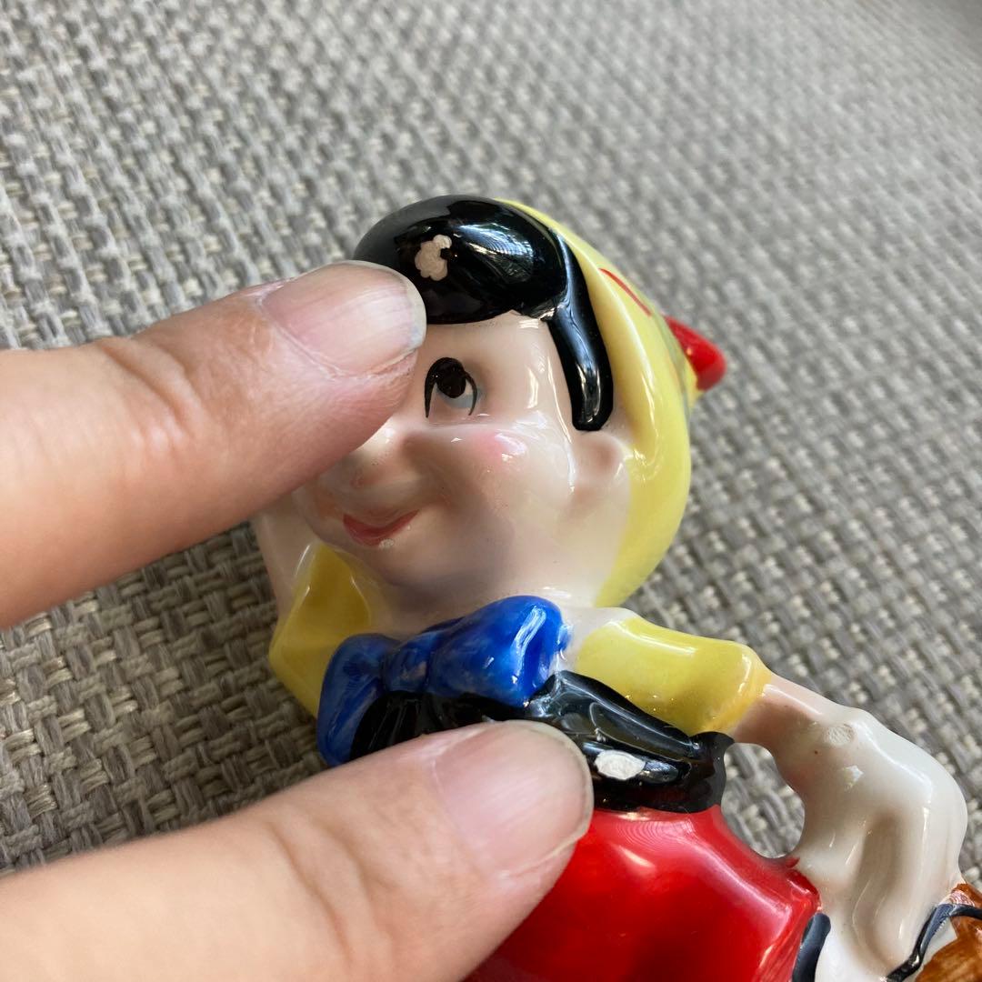 希少】Disney/7人の小人/ヴィンテージ/陶器製/調味料入れ ピノキオ置物