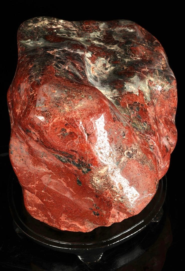 佐渡 赤玉石 碧玉 赤石 鑑賞石 水石 原石 鑑賞石 飾石 台座付 47.5kg