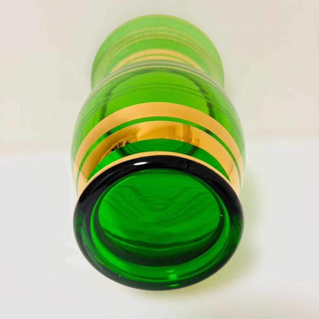 ボヘミアン グラス グリーン 花瓶 フラワーベース アンティーク - メルカリ