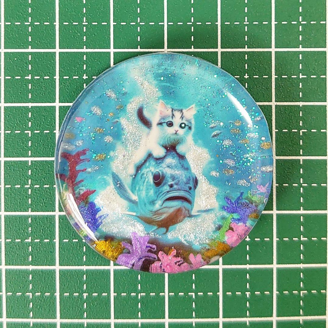 レジン 猫 ヘアゴム ブローチ ポニーフック No.230