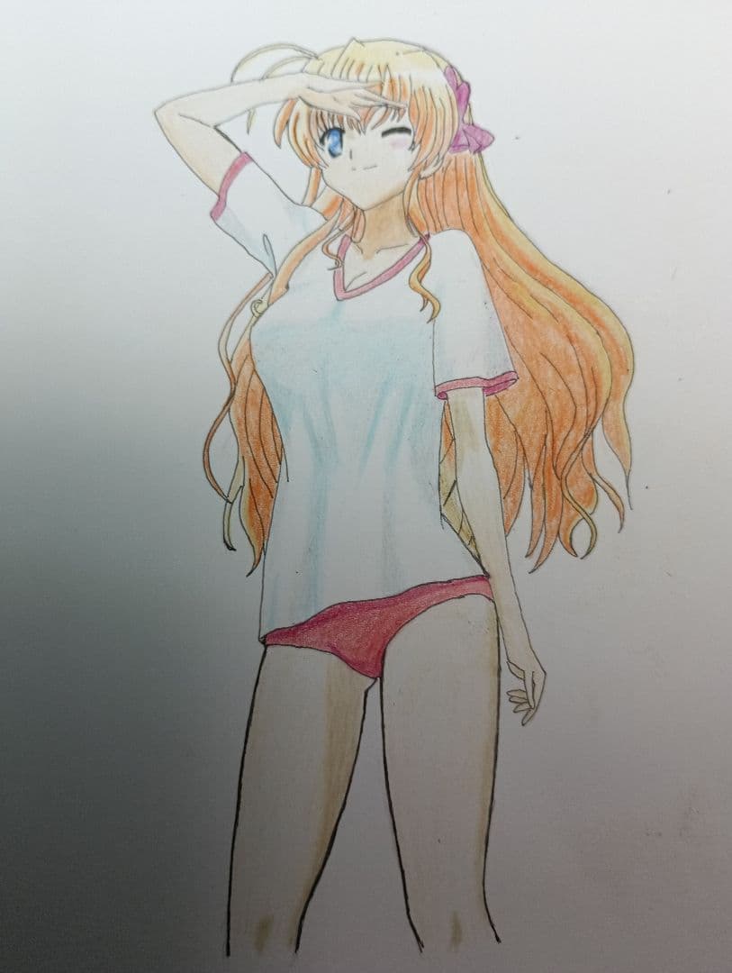 アニメ風 金髪女性キャラクター イラスト 花束を持つ金髪女性のアニメキャライラスト - No: 24012935｜無料