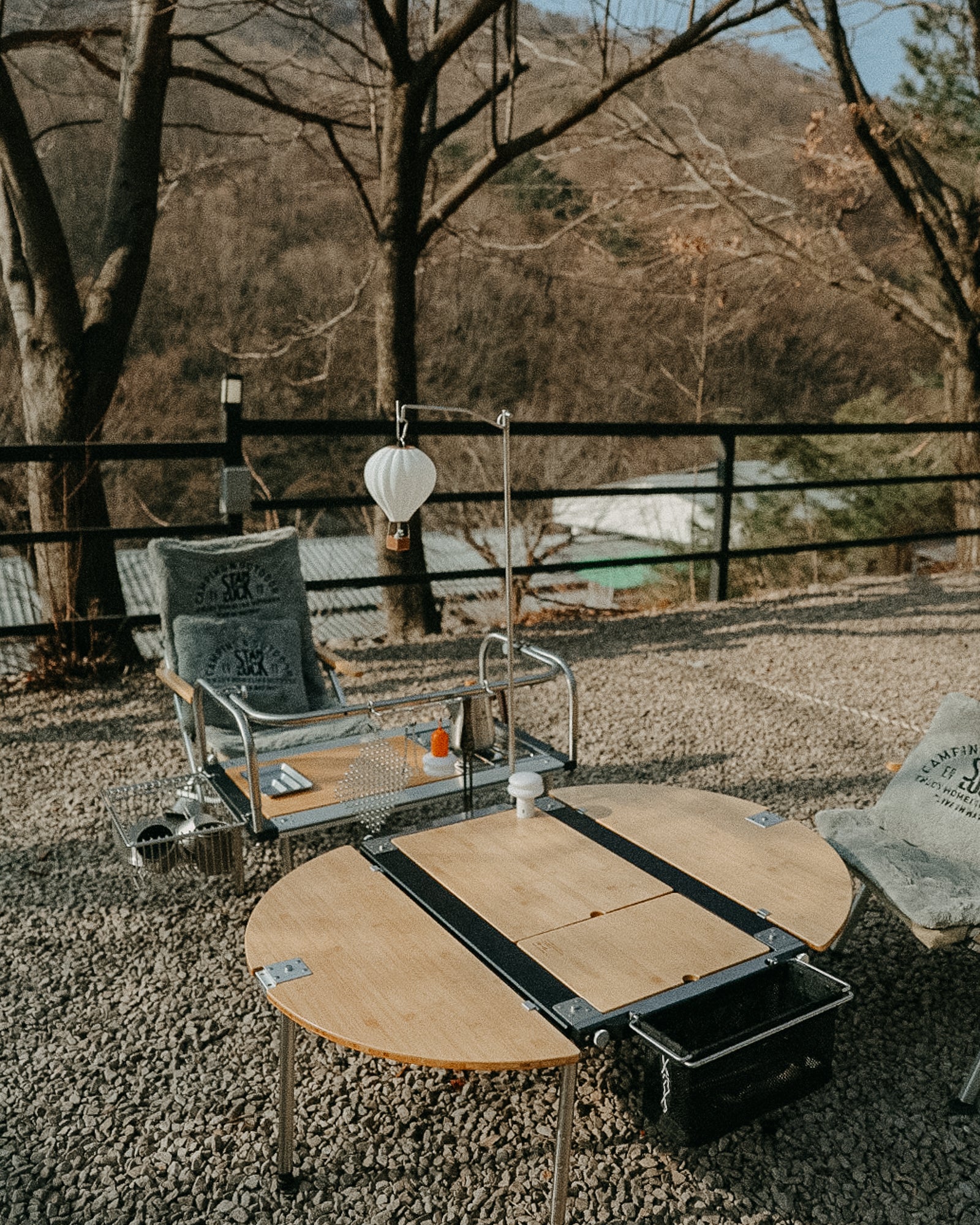 3-Unit Semi-Circle Bamboo Sliding Table w/Bag (2 Pieces