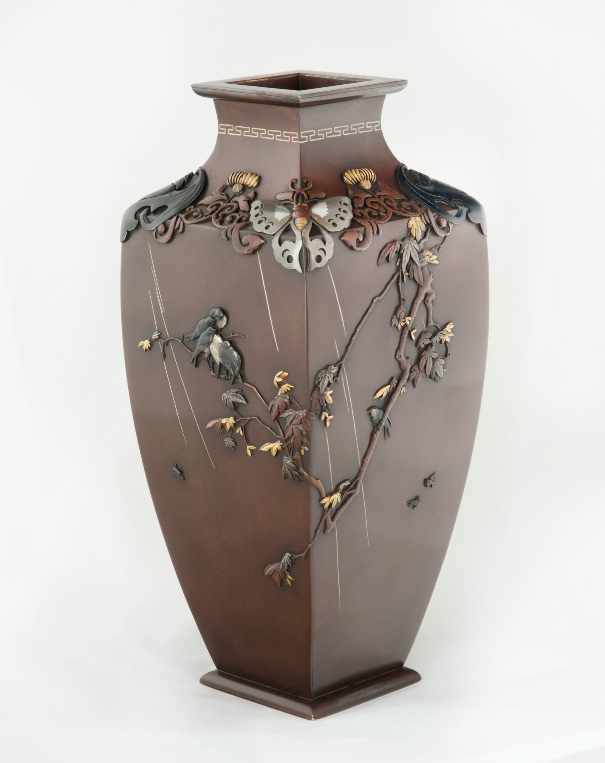 Large Japanese Bronze Mixed Metal Vase - Miyabe Atsuyoshi | Steve