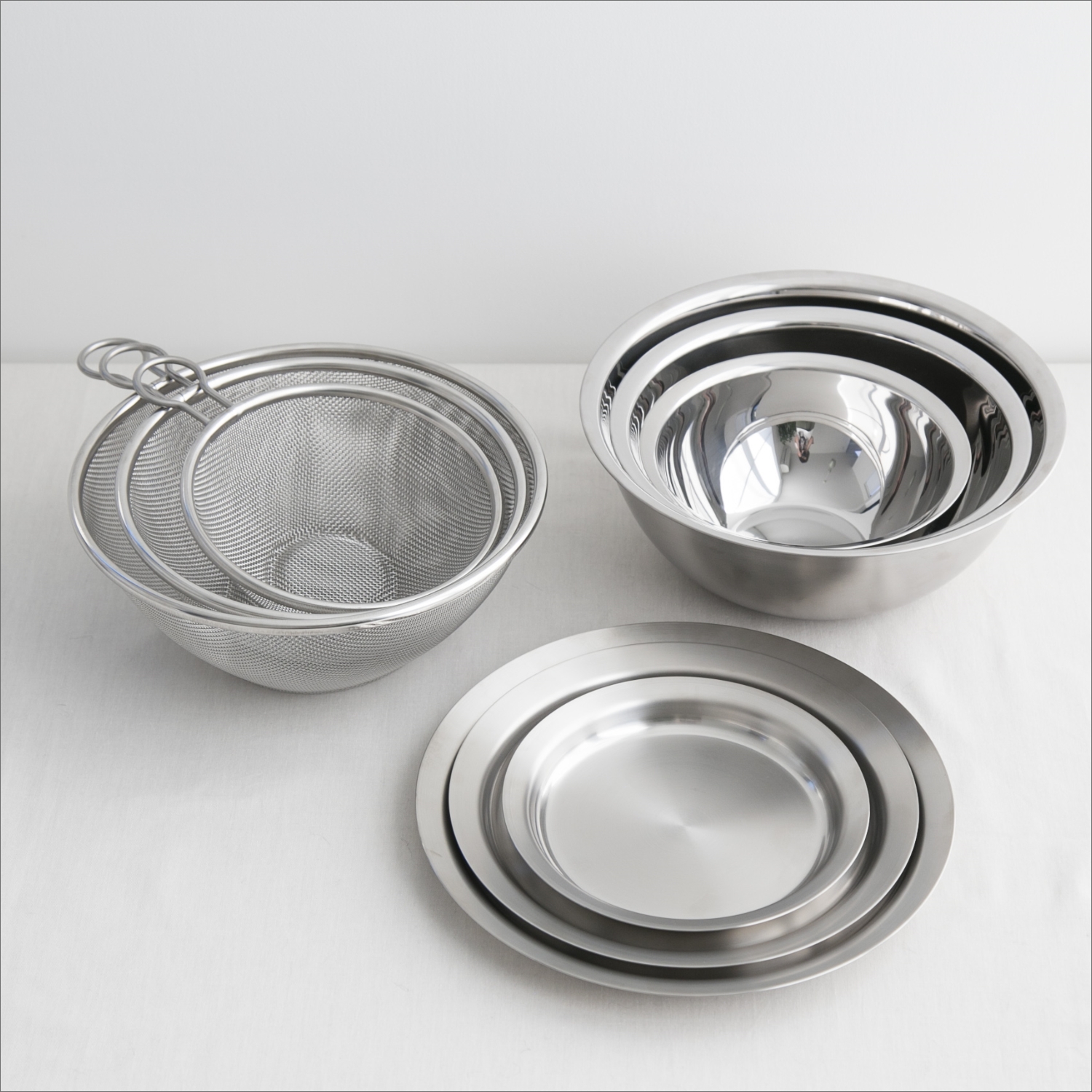 Three Snow 新越ワークス/フタ付ざるボウルセット -フタ付きだから